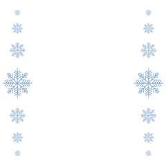 Minimal vertical border frame with light blue snowflake icons on a clean white background, simple winter template for Christmas invitations, holiday greeting cards, seasonal party flyers and festive s