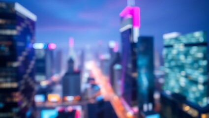 Generative AI depiction of a futuristic neon-lit city skyline with towering skyscrapers and