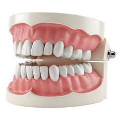 Obraz premium Dental jaw model with healthy teeth anatomy, ideal for medical, dental, and educational use. Isolated on white or transparent background. PNG format.
