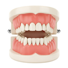 Obraz premium Dental jaw model with healthy teeth anatomy, ideal for medical, dental, and educational use. Isolated on white or transparent background. PNG format.