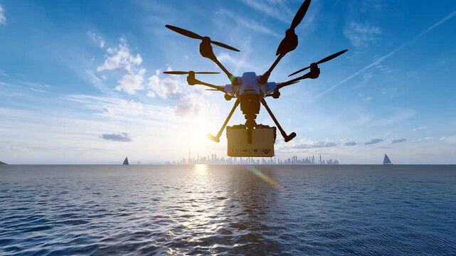 Low-altitude economic drone maritime express delivery(3D software Lumion makes non-AI)
