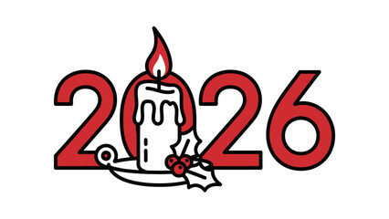 Candle illustration with 2026 New Year design