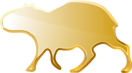 Capibara gold icon. Isolated on transparent background.