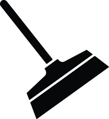 Vector long handled floor squeegee cleaning tool icon for domestic maintenance silhouette Illustration