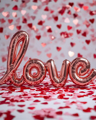 rose gold balloon, LOVE balloon, foil balloon, love, romantic, Valentine, party decoration, celebration, shiny balloon, metallic balloon, festive, romantic decor, love theme, heart, romantic gift,