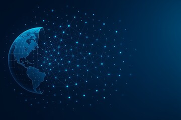 Digital transformation concept with world map and high tech interface