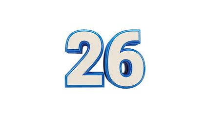 Number 26 Isolated on White Background