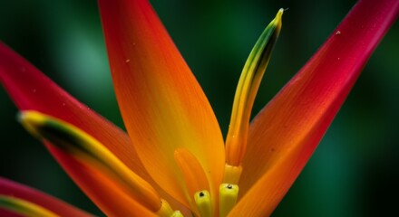Closeup of Vibrant Orange and Red Tropical Flower