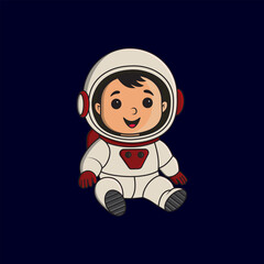 Cute Cartoon Astronaut Character Illustration for Kids