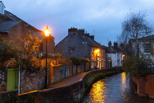 night view of the old town river