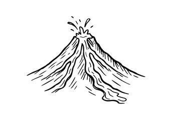 Volcano hand drawn simple sketch vector illustration © Shutoda