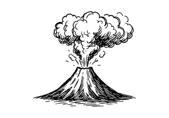 Volcano hand drawn simple sketch vector illustration © Shutoda