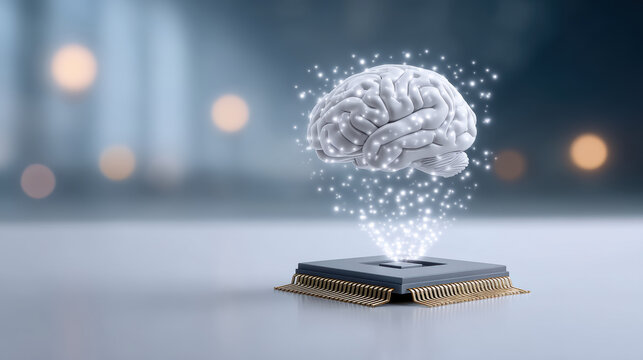 Smart brain chip technology processing secure data for digital future intelligence - Powered by Adobe