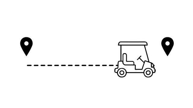 Golf Car Icon With Location Pin