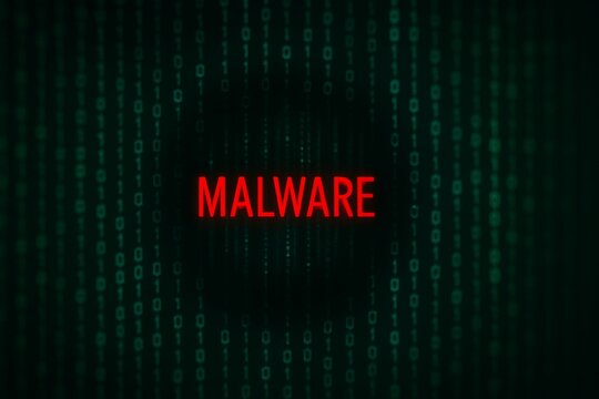 Malware Cybersecurity Threat Concept with Binary Code Background. - Powered by Adobe