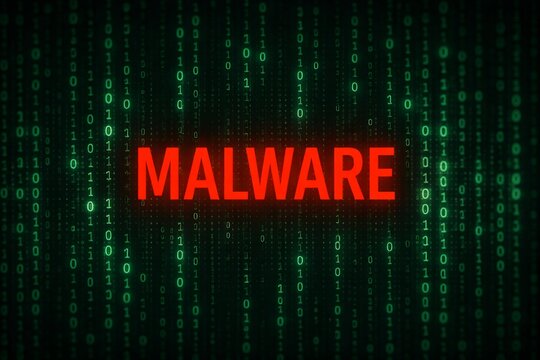 Malware Cybersecurity Threat Concept with Binary Code Background. - Powered by Adobe