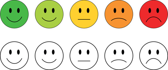 feedback emoji faces, mood and satisfaction buttons, user feedback or rating scale.