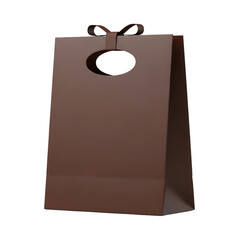 Brown paper bag with handle isolated on transparent background