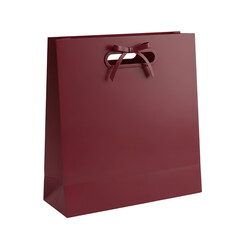 Pink gift bag with ribbon handle isolated on transparent background