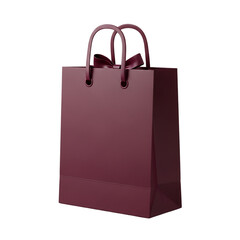 Brown paper shopping bag with handles isolated on transparent background