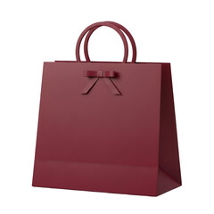 Maroon leather handbag with bow detail isolated on transparent background
