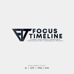 Modern Abstract Letter F and T Monogram Logo, Geometric Corporate Focus and Timeline