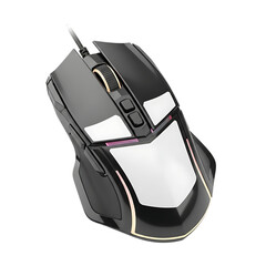 Black and white computer mouse isolated on transparent background