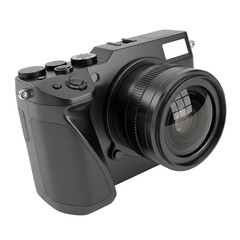 Black digital camera isolated on transparent background