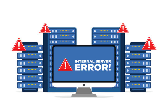  Internal server error concept flat illustration, Network error, Cloud computing concept vector illustration