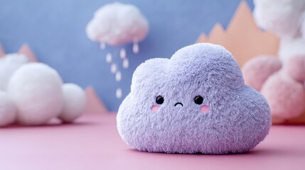 Kawaii cloud plushie with a sweet smiling face