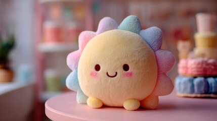 Kawaii sun plushie with a sweet smiling face