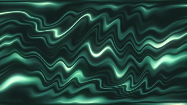 Abstract flowing emerald green liquid waves with glowing highlights, seamless loop, futuristic digital motion background.