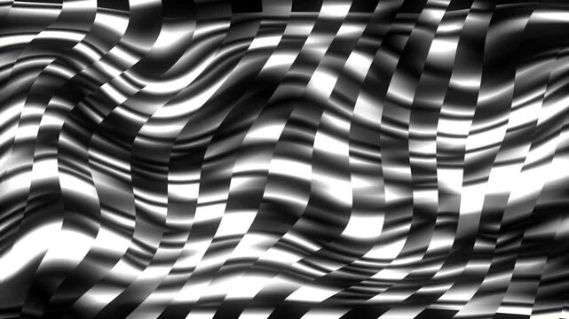 Abstract Wavy Black and White Checkerboard Pattern Folds and Swirls with Smooth Lighting - 100 Characters