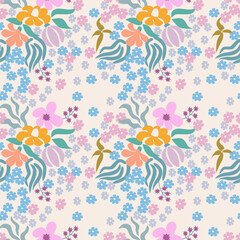 Primitive Botanical Seamless Pattern