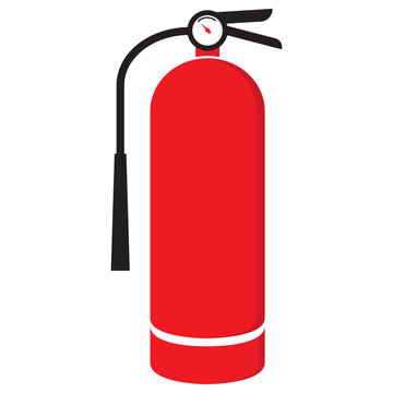 Fire extinguisher vector illustration in flat design, showing portable safety equipment for emergency fire protection, suitable for safety signage, industrial use, and emergency response concepts.