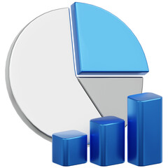 Modern 3D Pie Chart with Bar Graph Finance Data Illustration
