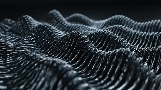 Abstract dark metallic wavy surface background with textured ripples