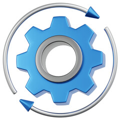 Realistic Rendering Gear with Circular Arrow Mechanism for Process Automation