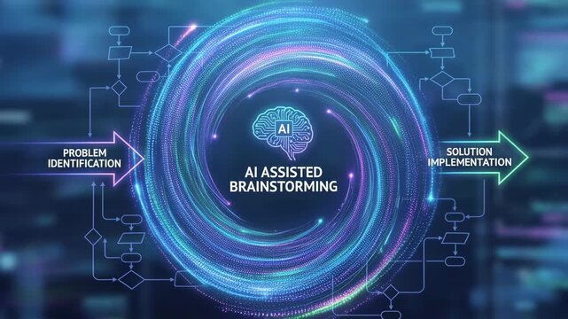 AI assisted brainstorm concept. A visual representation of problem-solving processes using AI technology.