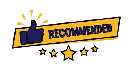 Recommended Icon with Thumbs Up and Five Stars