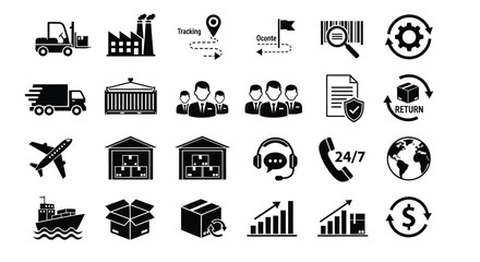 Logistics and Shipping Icons Set for Business and Supply Chain Management