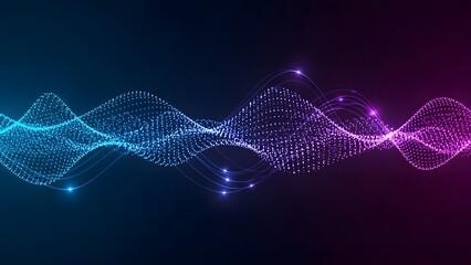 blue and purple abstract sound wave formed by glowing particles