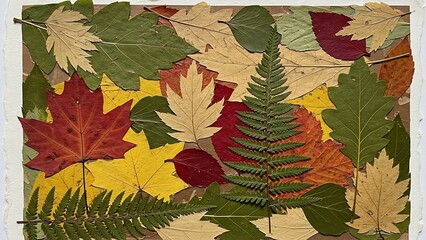Colorful autumn leaves collage