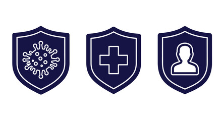 Shield Icons for Health, Protection, and Safety Concepts