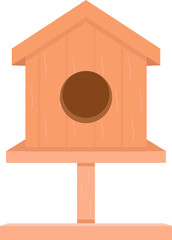 Simple wooden birdhouse stands ready, offering shelter for feathered friends in garden setting.