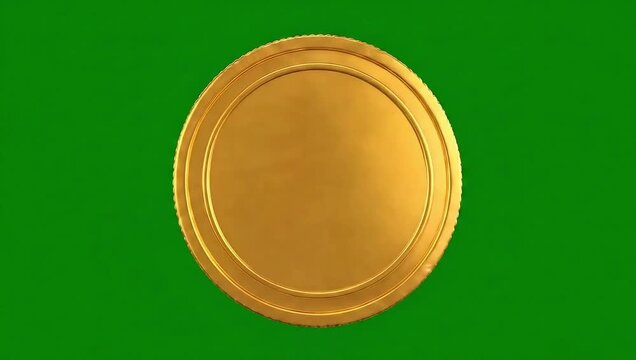 Slow Motion of 3d Gold Coin Spinning in Air Green Screen Animation. Tossed Coin Spins in Air Slow Motion. Fast Spin of Penny, Heads or Tails 4k Stock Video