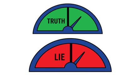 Truth vs Lie Meter Gauges with Needles on White Background