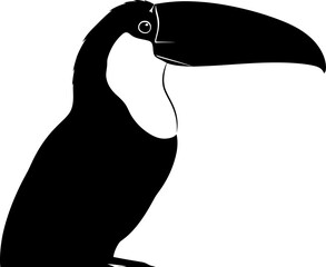 Fototapeta premium Graphic Silhouette of a Toucan Bird with a Large Beak on a White Background