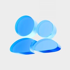 3D Glass Users Group Icon, Team and Community Concept. Liquid Glass design icon, a trending glass icon for graphic design, UI, UX interfaces, and 3D illustration.