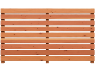 Isolated wood fence paneling with spacing for privacy screening or modern garden design